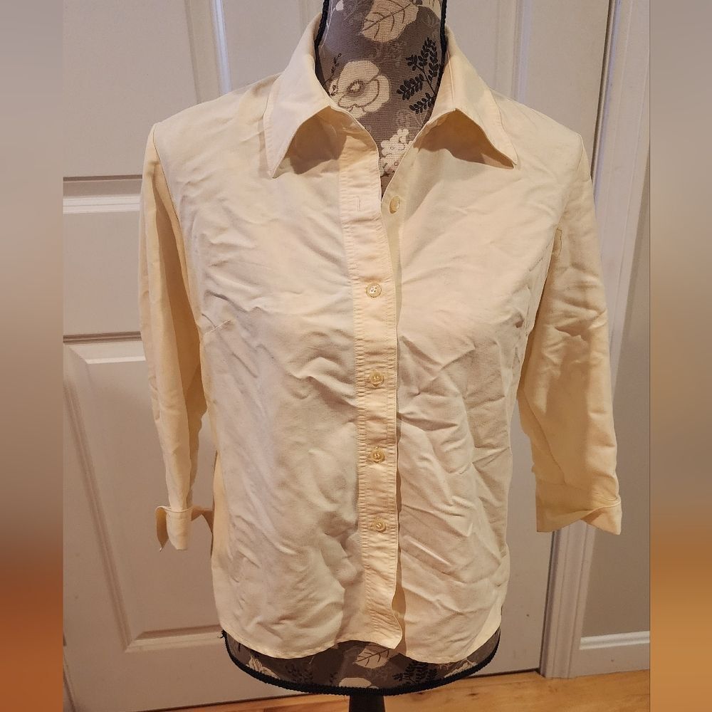 First Issue by Liz Claiborne cream colored button up blouse S
